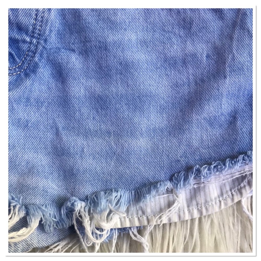 Zara Trafaluc Jean Shorts Light Blue Distressed Button Fly High Waisted Size 2 - Picture 6 of 10